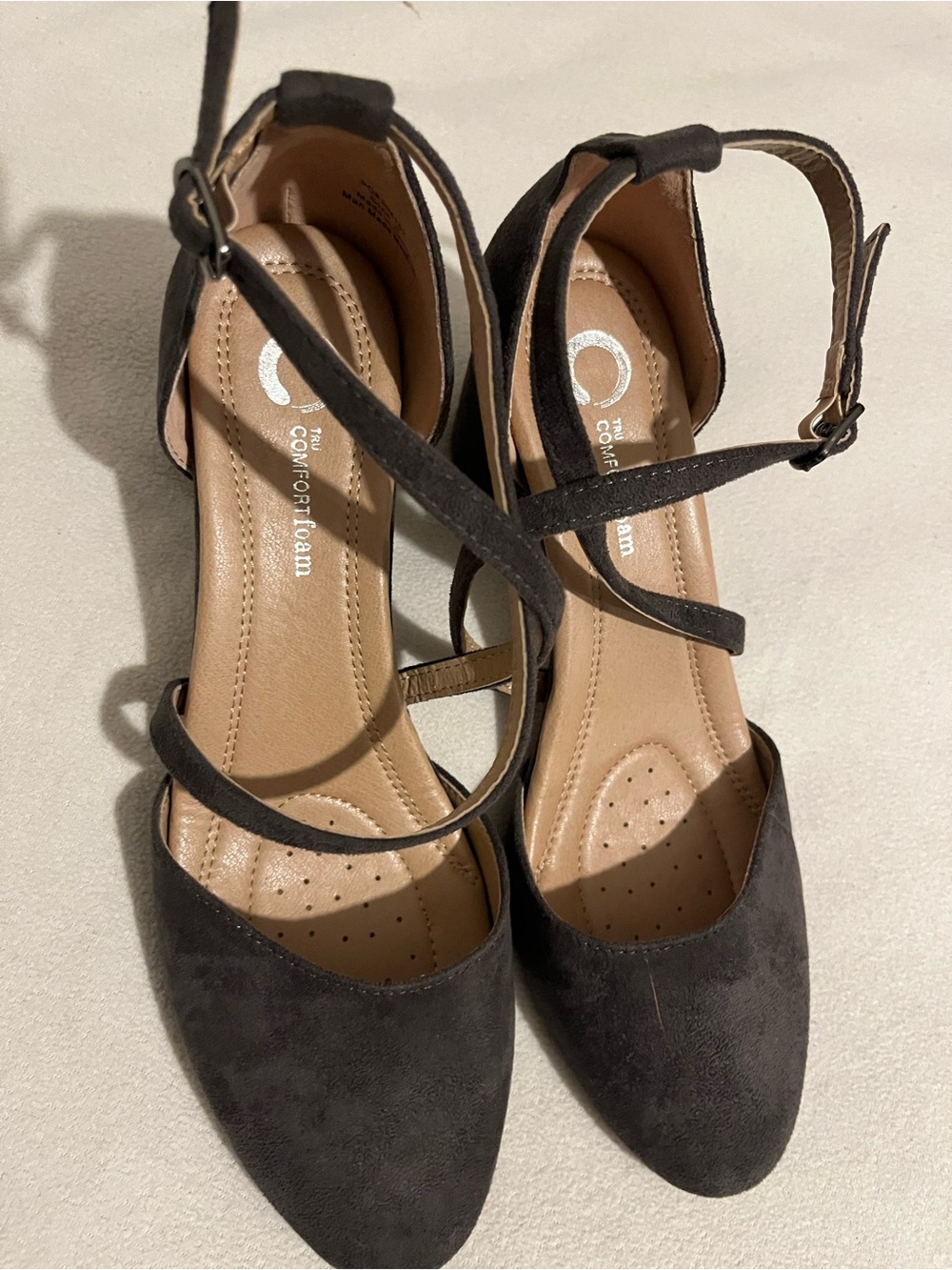 Women's Gray Suede Pointed-Toe Strappy Heels